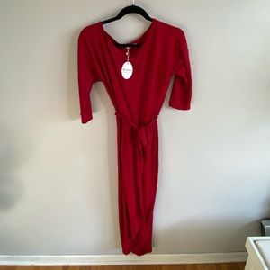 NWT- Red mid sleeve maxi wrap dress
